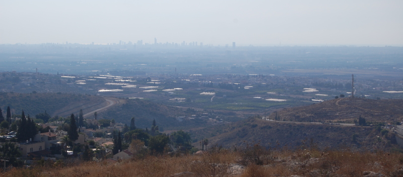 Tel Aviv and the Mediteranean seen from Alfe Menasheh - across the 