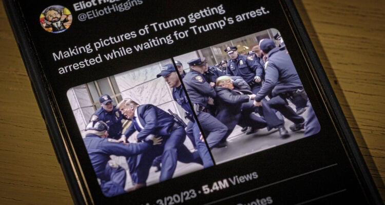 Fake photographs produced by investigative journalist Eliot Higgins, using widely available Artificial Intellegence image software