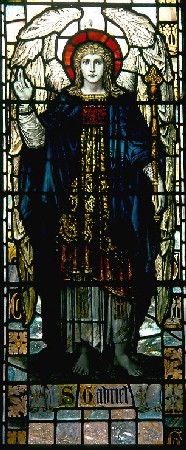 Archangel Gabriel - God's chief messenger, in a Victorian representation in Goodrich Church window.