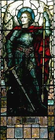 Archangel Michael - looks after Israel. In a Victorian representation in Goodrich, Herefordshire