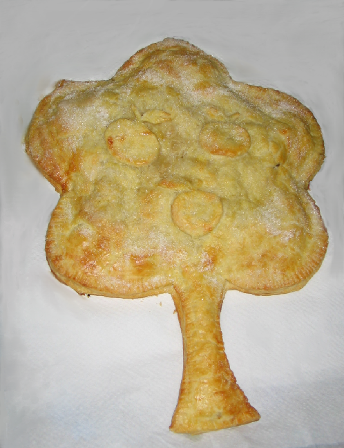 A special apple pie, in the shape of a tree is served to celebrate Tu B'Shvat.