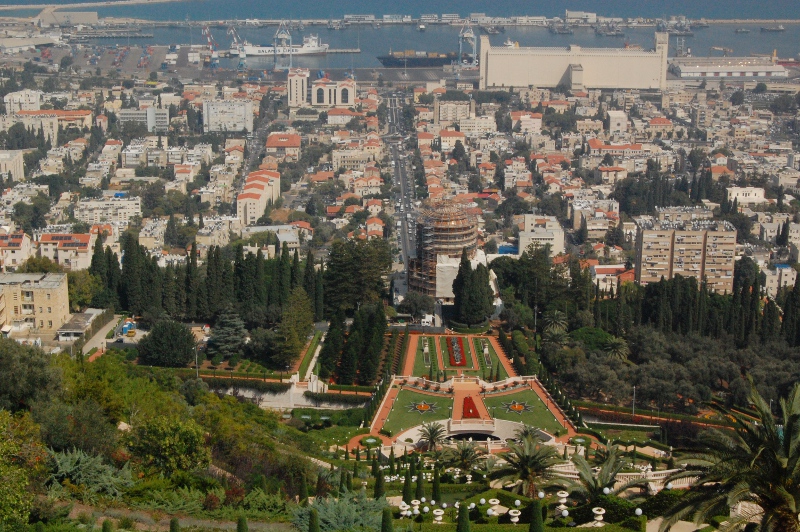 The Bahai gardens and Temple, running down Mount Carmel to sea level in Haifa