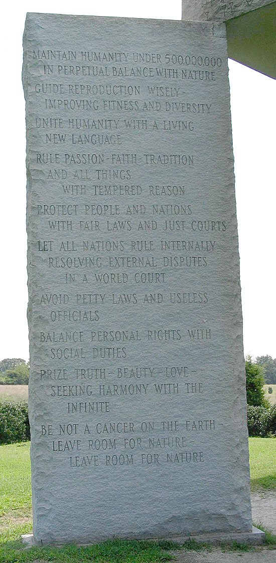 The English tablet of the Georgia Guidestones