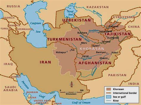 Map of Khorasan superimposed on present states.