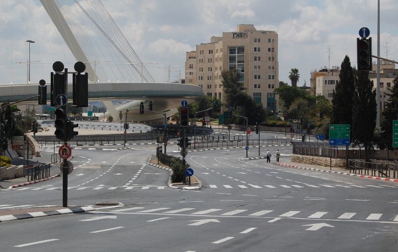 Mid morning on Yom Kippur at one of Jerusalem's busiest junctions.