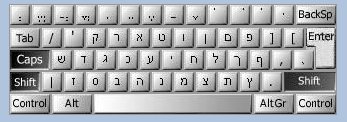 The Hebrew keyboard layout, as supplied by qsm.co.il