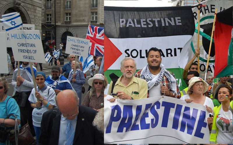 Christian Friends of Israel and friends of Palestine (including Labour leader Jeremy Corbin) No meeting of minds.