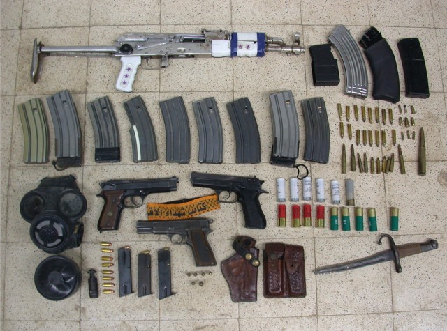 Weapons found in a Palestinian home by the IDF