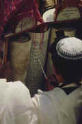 A Bar Mitzvah candidate reading his Torah portion  -  Kotel - Jerusalem